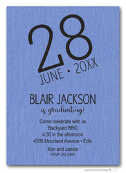 Modern Date Shimmery Blue Graduation Party Invitations