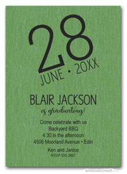 Modern Date Shimmery Green Graduation Party Invitations