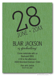 Modern Date Shimmery Green Graduation Party Invitations