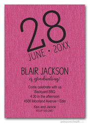 Modern Date Shimmery Hot Pink Graduation Party Invitations