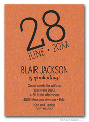 Modern Date Shimmery Orange Graduation Party Invitations