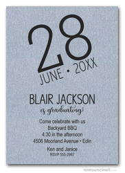 Modern Date Shimmery Silver Graduation Party Invitations