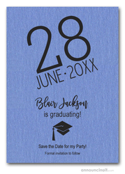 Shimmery Blue Modern Graduation Save the Date Cards