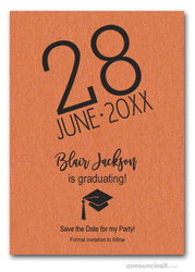 Shimmery Orange Modern Graduation Save the Date Cards