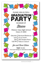 Multi Color Graduation Hats Invitations