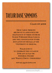 Shimmery Orange Classic Graduation Invitations