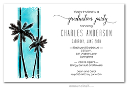 Palms on Turquoise Graduation Party Invitations