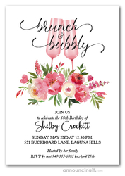 Peony Brunch Bubbly Bridal Birthday Invitations