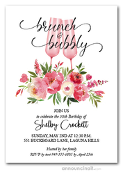 Adult Birthday Invitations Peony Brunch Bubbly Bridal Birthday Invitations