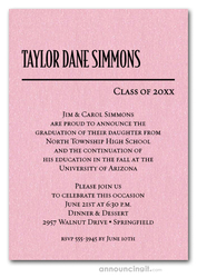 Shimmery Pink Classic Graduation Invitations