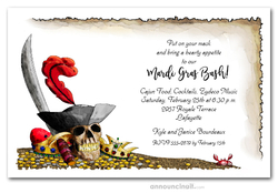 Pirate's Gold Mardi Gras Invitations