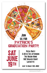 Pizza Pie Slices Graduation Party Invitations