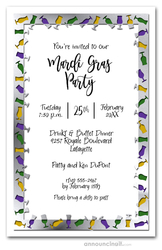 Hurricane Cocktails on Silver Mardi Gras Invites