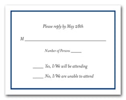 Deep Marine Blue Border RSVP Card #8