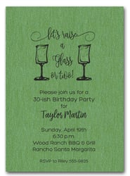 Wine Glasses on Shimmery Green