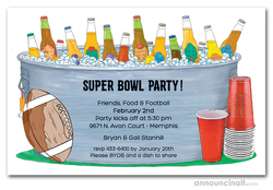 Red Cups and Bucket of Bottles Super Bowl Invitations
