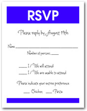 White & Royal Blue RSVP Card #3