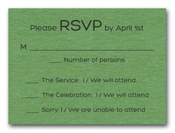 Shimmery Green Bold Bar Mitzvah RSVP