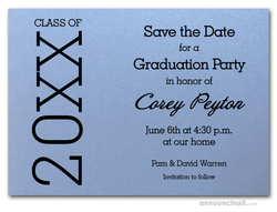 Shimmery Blue Graduation Save the Date Cards