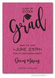Simple Grad Shimmery Hot Pink Save the Date Cards