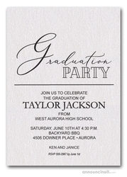 Script Shimmery White Graduation Invitations