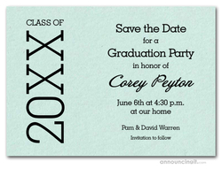 Shimmery Aqua Graduation Save the Date Cards