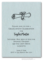 Diploma on Shimmery Aqua Graduation Invites