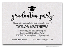 Hat on Shimmery White Graduation Party Invitations