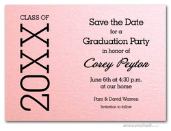 Shimmery Pink Graduation Save the Date Cards