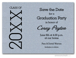 Shimmery Silver Graduation Save the Date Cards