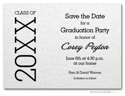 Shimmery White Graduation Save the Date Cards