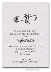 Diploma on Shimmery White Graduation Invitations