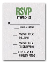 Green on White Bar Mitzvah RSVP