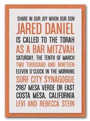 Shimmery White & Orange Bar Mitzvah