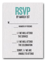 Turquoise on White Bar Mitzvah RSVP