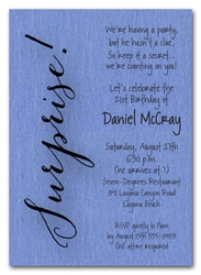 Shimmery Blue Surprise Party Invitations