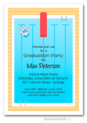 Swimming Pool Deck Graduation Party Invitations