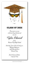 Male Leopard Grad Cap Party Invitations