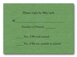 Shimmery Green RSVP Cards