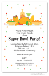 Football and Taco Bar Super Bowl Party Invitations