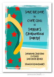 Teal Flip Flops Graduation Save the Date