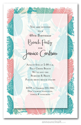 Tropical Leaves and Shells Party Invitations