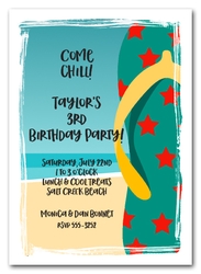 Teal and Orange Flip Flops Beach Party Invitations