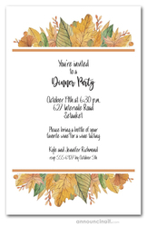 Watercolor Fall Leaves Border Party Invitations