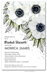 White Anemone Floral Bridal Shower Invitations