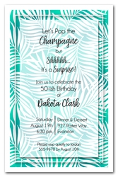 White Palms on Teal Invitations