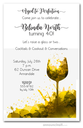 White Wine Glass Splash Invitations