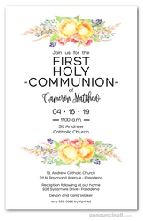 Precious Yellow Floral First Communion Invites