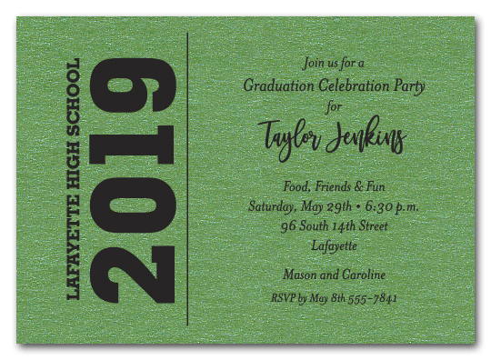bold year shimmery green graduation party invitations announcements high school graduation invitations 2019
