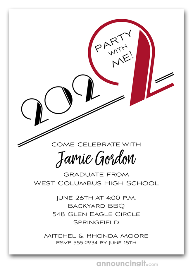 Red Art Deco 2022 Graduation Party Invitations